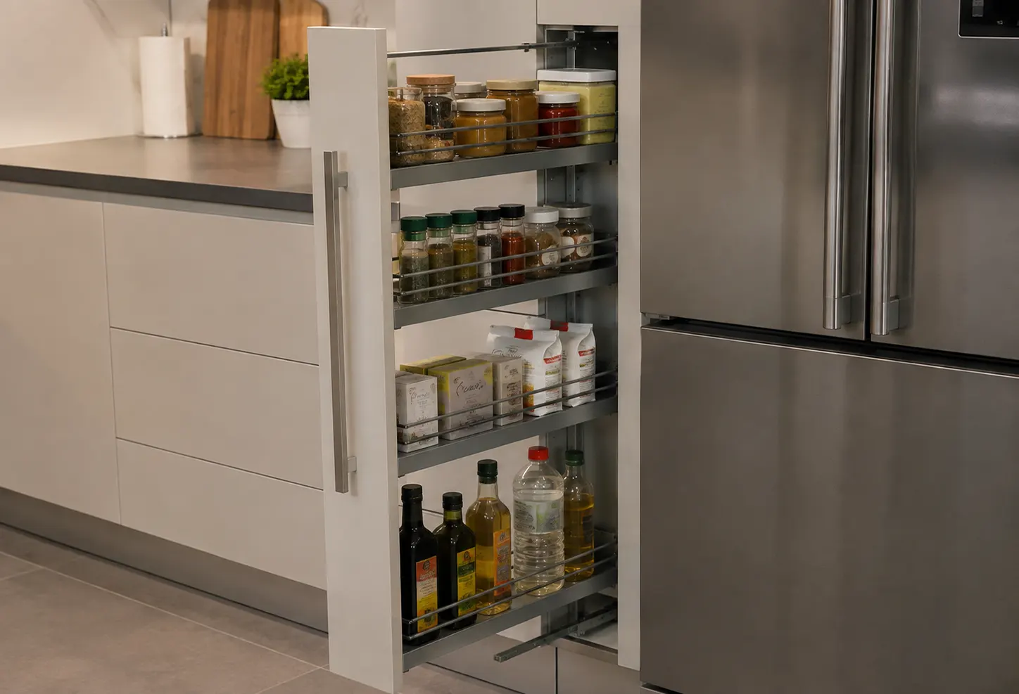 armario estrecho de cocina organizador