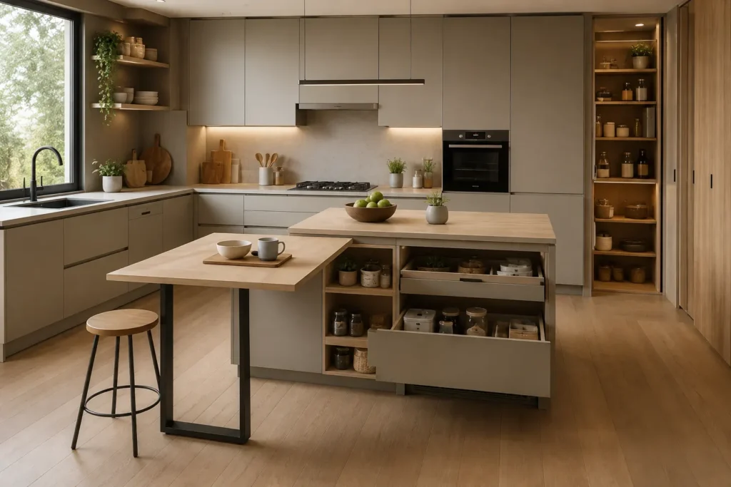 cocina con mueble multifuncional