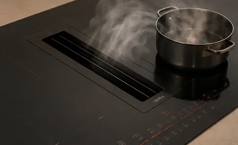 extractor integrado en placa de cocina
