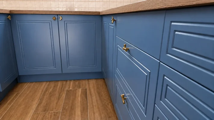 detalle muebles bajos cocina con tiradores de diseño